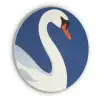 Zwaan - Wit - Snavel - Illustratie Akoestische PET Vilt - Rond klein -3d