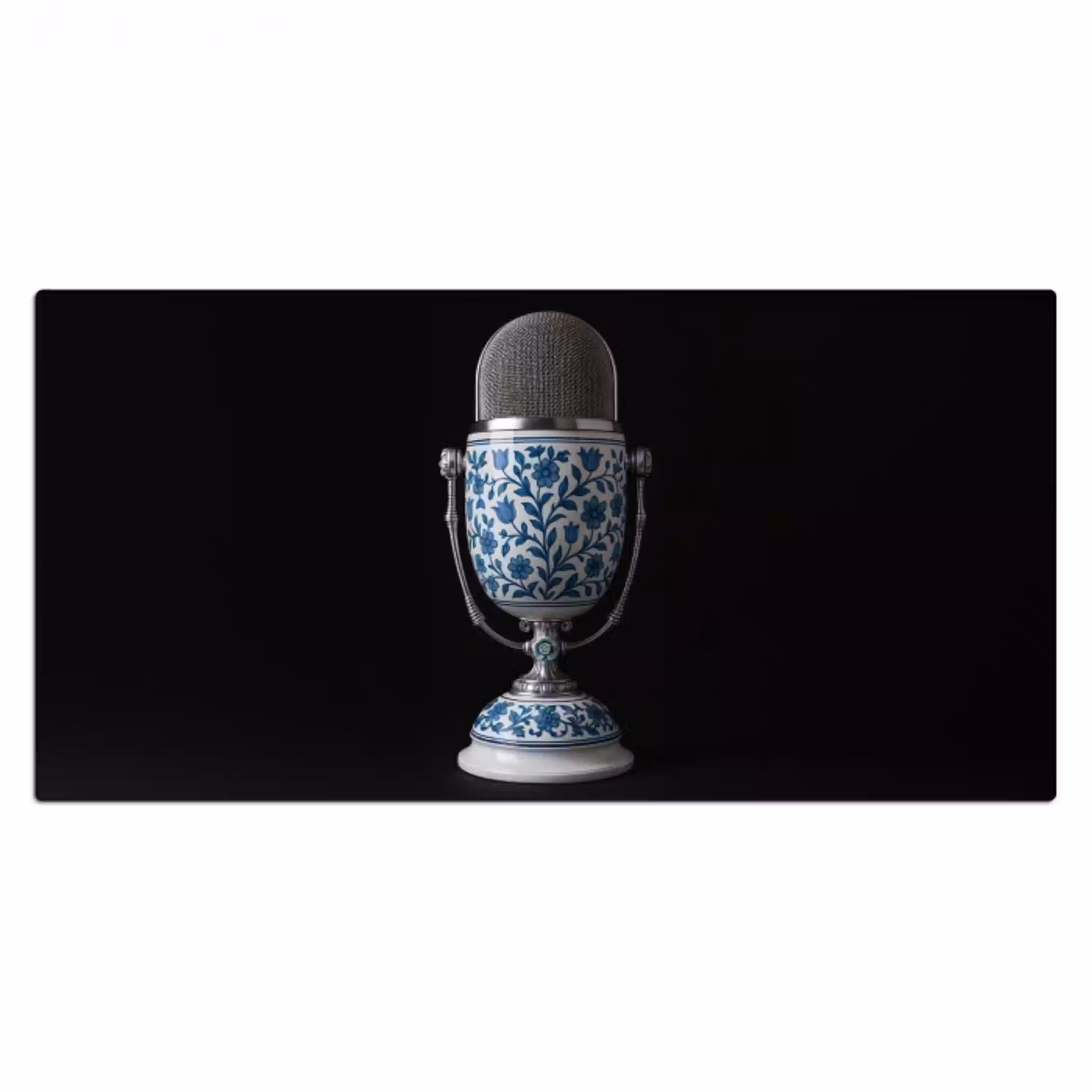 Microfoon - Delfts blauw - Muziek Muismat XXL klein -3d_leeg