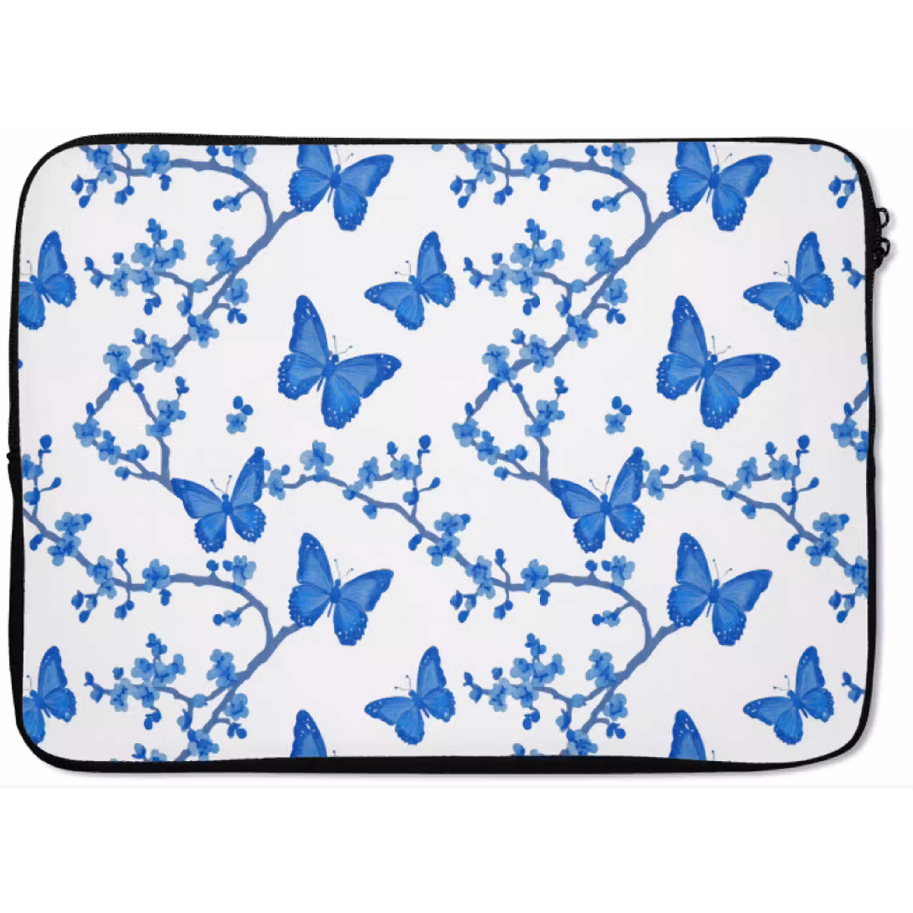 Vlinder - Bloemen - Blauw laptophoes neopreen klein 279 -zkaufland3dotto