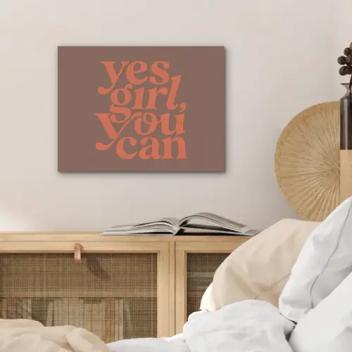 Yes girl you can - Oranje - Bruin PET vilt klein -sfeer3
