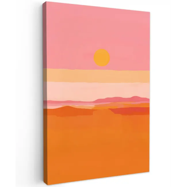 Zon - Abstract - Landschap - Oranje Tuinposter op houten frame 2 cm dik klein -3d