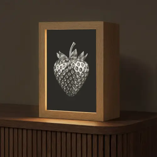 Aardbei - Zaadstructuur - Realistisch Light Box met kabel (Tafellamp) klein -z3d_website