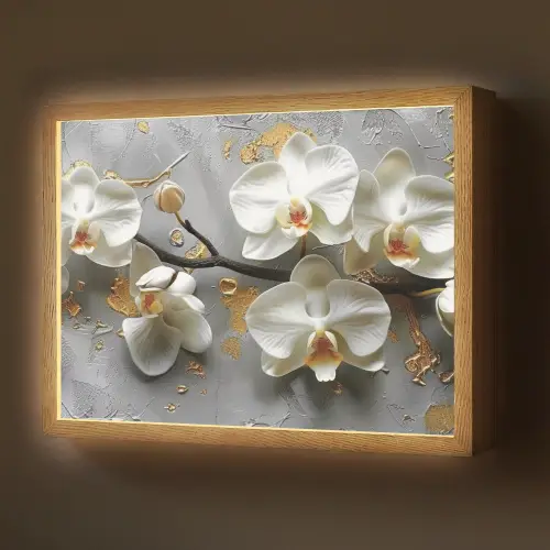 Bloemen - Orchidee - Abstract - Modern Light Box met batterij (Wandlamp) middel -z3d_website