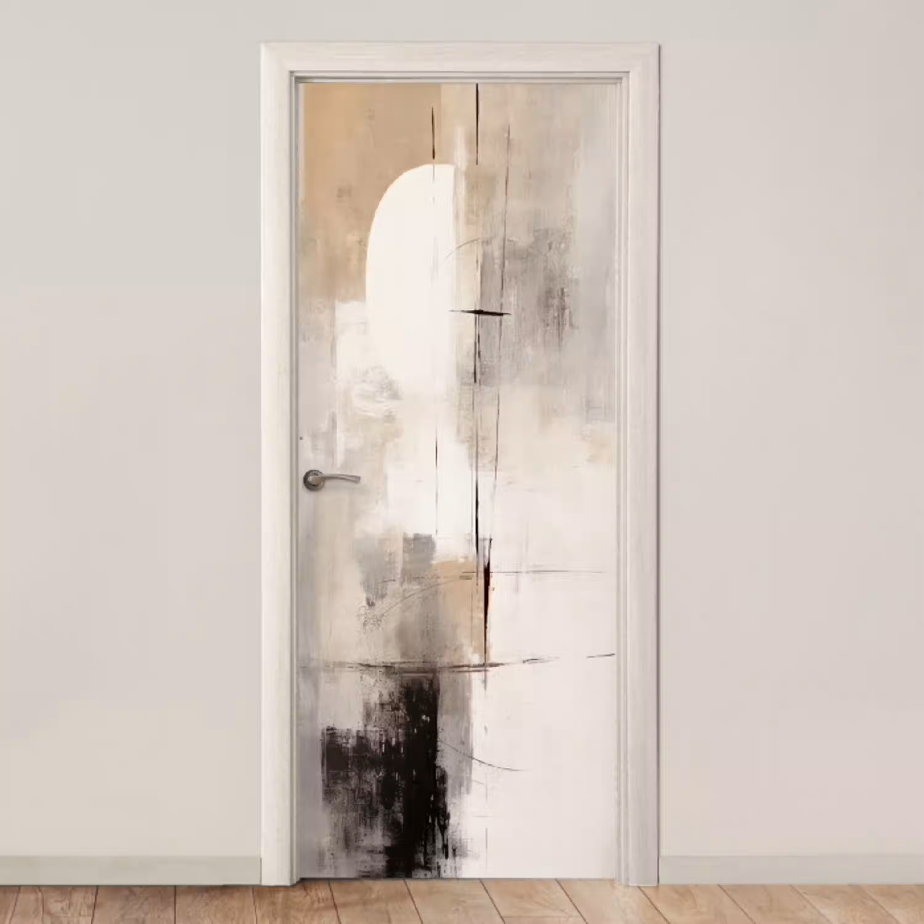 Abstract - Kunst - Grijs deurposter klein -3d_beige