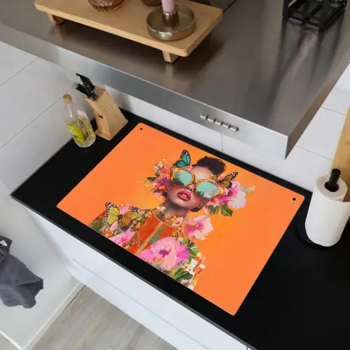 Vlinders - Vrouw - Zonnebril - Kleurrijk Inductie beschemer met haakjes klein -sfeer1
