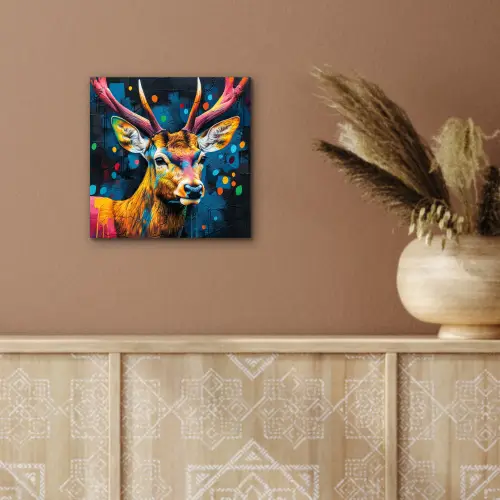Graffiti - Hert - Dier - Kleurrijk aluminium wit klein -sfeer4
