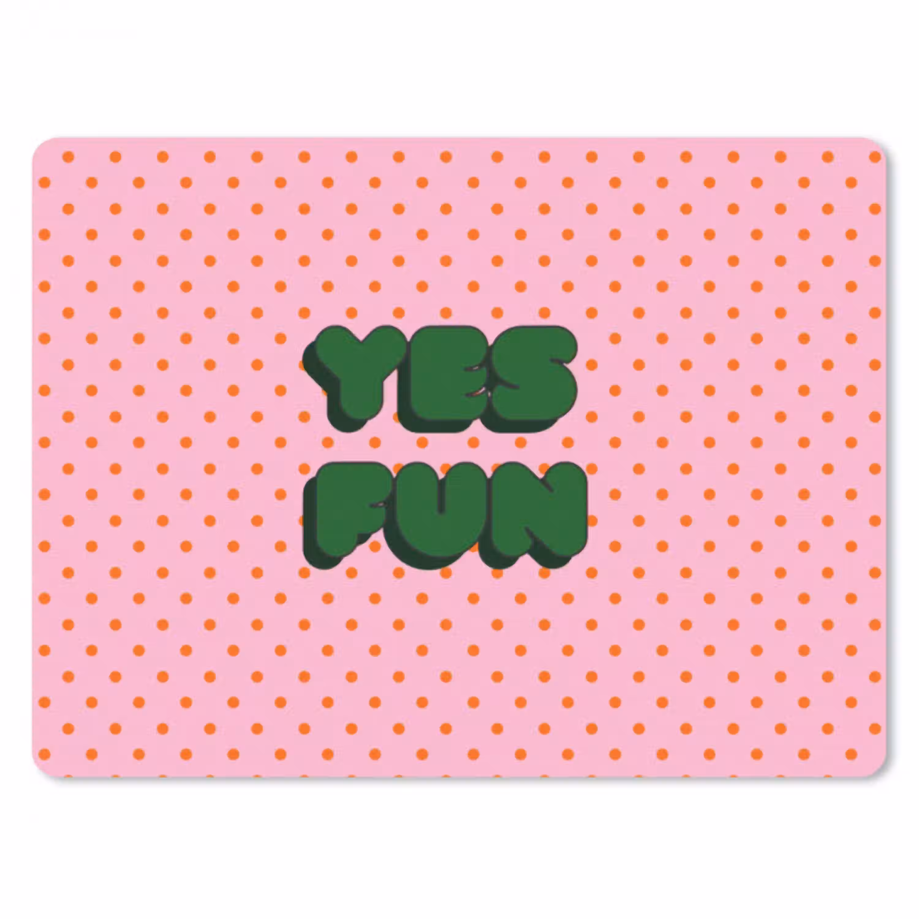 Yes fun - Groen - Roze - Stippen muismat rubber klein -3d