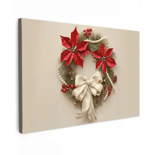 Deurkrans - Strik - Kerst - Rood - Groen canvas 2cm klein -z3d