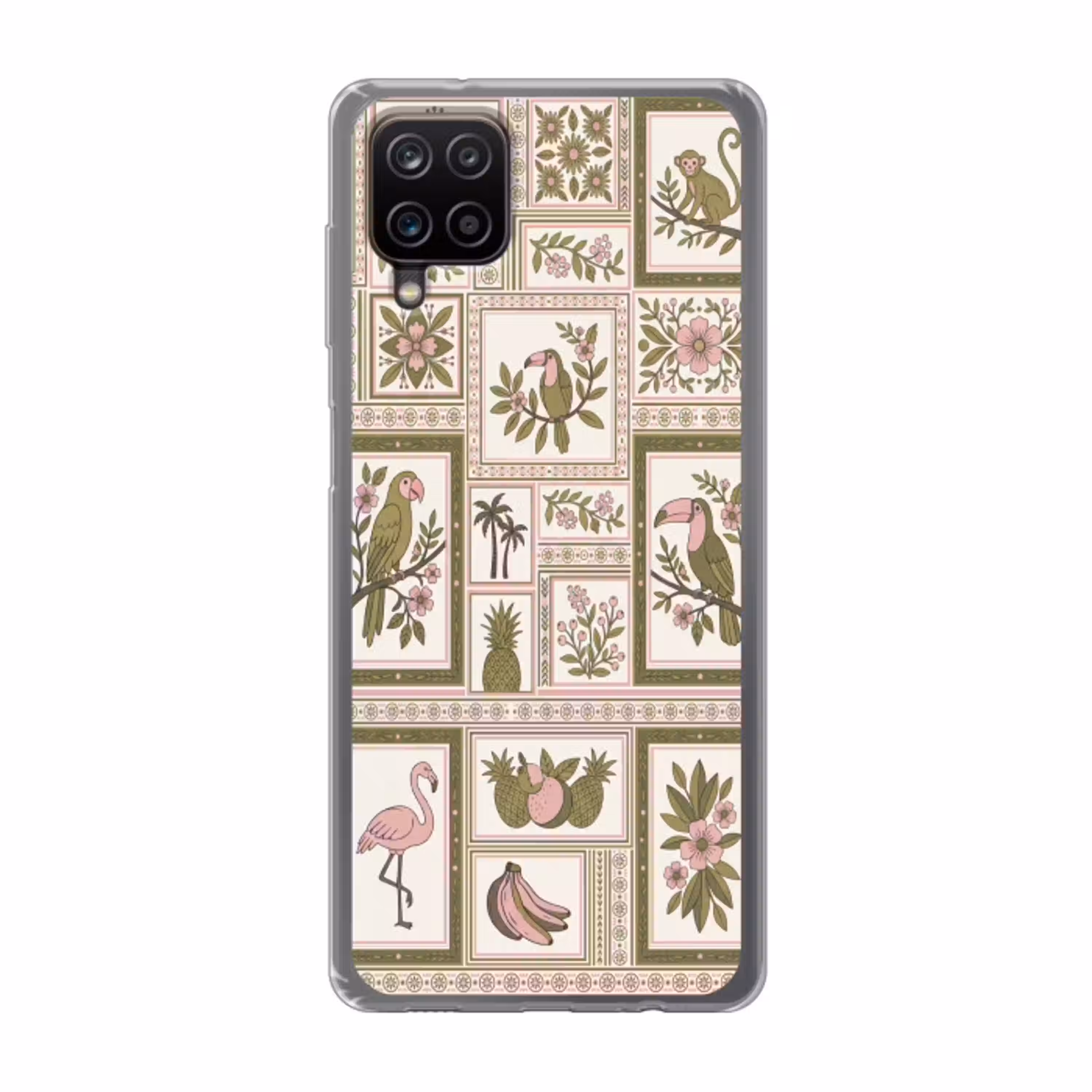 Vogel - Tropisch - Patroon - Decoratief - Groen Telefoonhoesje Samsung Galaxy A12 klein -3d