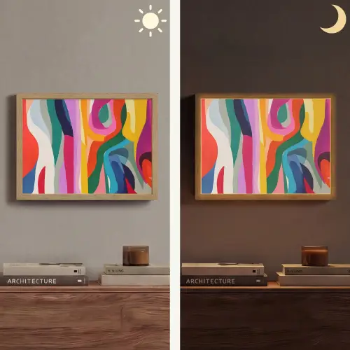 Abstract - Kleurrijk - Golven - Lijnen Light Box met batterij (Wandlamp) middel -sfeer3