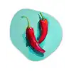Chilipepers - Geverfd - Rood Wandcirkel Organisch Forex 3mm klein -3d