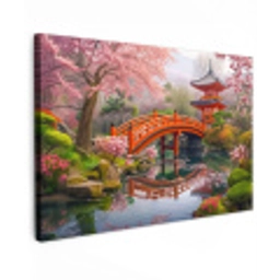 Lentebloei in Japanse Tuin Tuinposter op houten frame 2 cm dik klein -3d