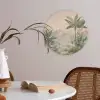 Tropisch landschap - palmbomen - Bloemen - Roze lucht Akoestische PET Vilt - Rond klein -sfeer3