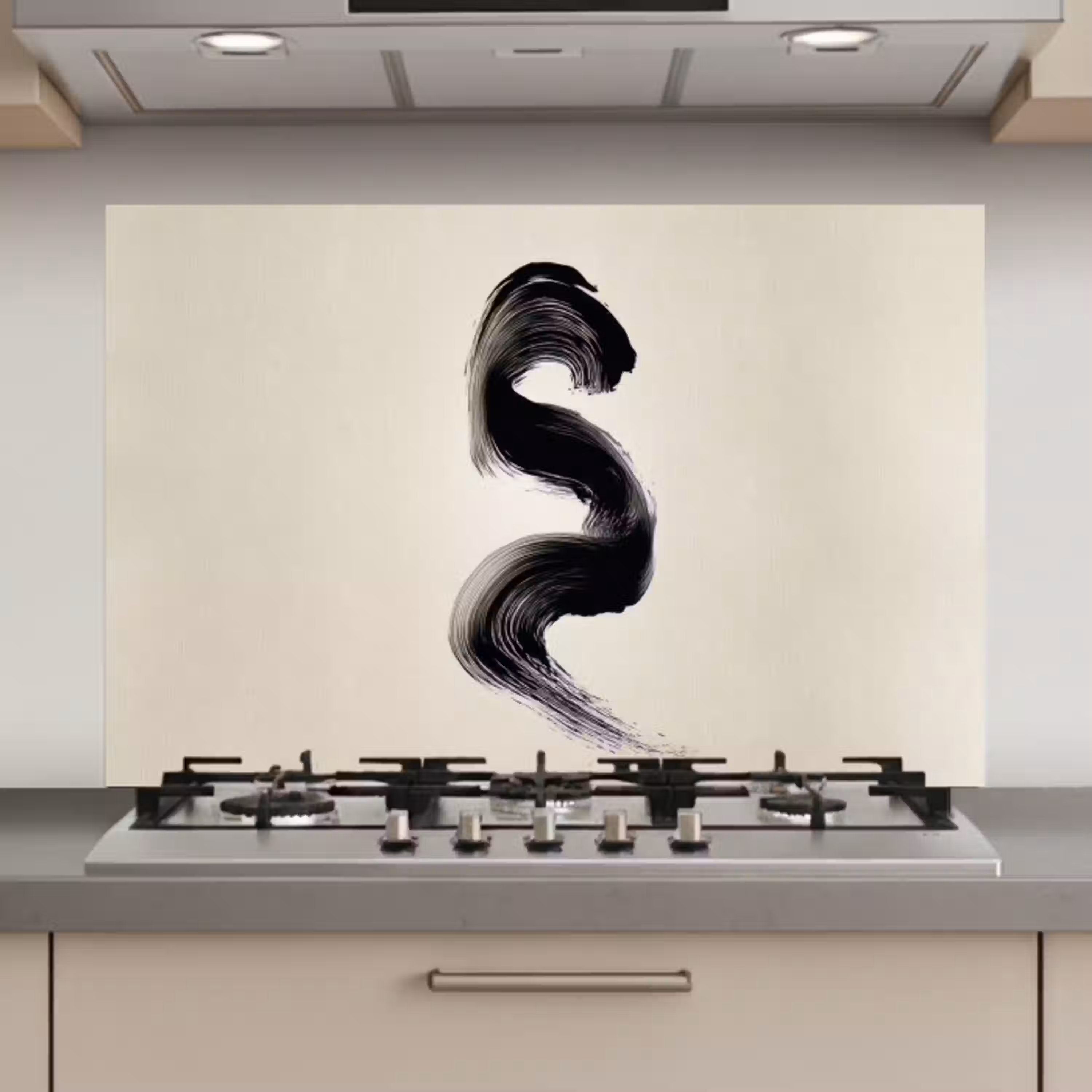 Penseelstreek - Zwart - Minimalistisch keuken achterwand spatscherm klein -3d_website