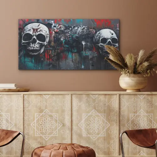 Schedels - Graffiti - Abstract PET vilt middel -sfeer4