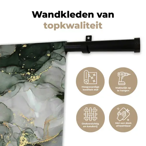 Luxe - Marmer - Groen Wandkleed katoen klein -sfeer2