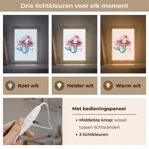 Zeemeermin - Roze - Luchtbellen Light Box met kabel klein -USP_lichtkleurNL