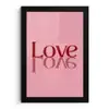 Love - Roze - Spiegeling fotolijst zwart zonder passe partout klein -3d