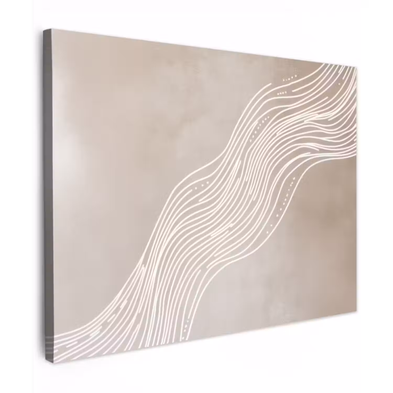 Canvas schilderij - Golvende lijnen - Vloeiend - Zandkleurig