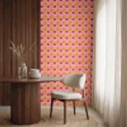 Retro - Bloemen - Roze Behang Vinyl klein 1060 -sfeer1