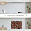 Bruin - Retro - Disco - Patroon keuken achterwand spatscherm klein 900 -voor_na_NL