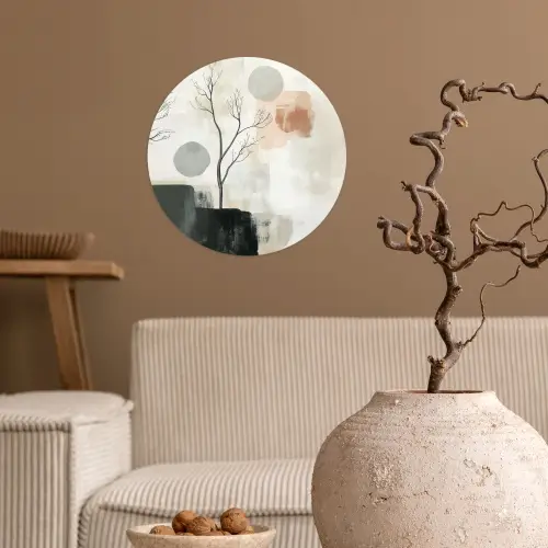 Wabi sabi - Beige - Plant Wandcirkel behangsticker klein -sfeer1