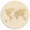 Wereldkaart - Realistisch - Beige Wandcirkel kunststof plaat 5mm dik klein -3d