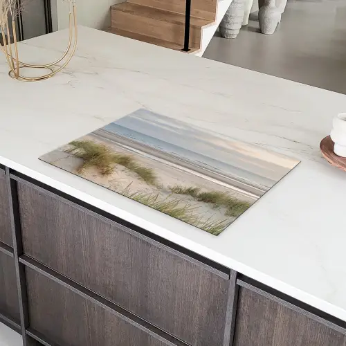 Zandstrand - Bewolkt - Duinen Inductie beschermer vinyl 3mm klein -sfeer8