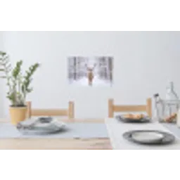 Hert - Winter - Bos - Natuur - Wit Muursticker klein -eettafel