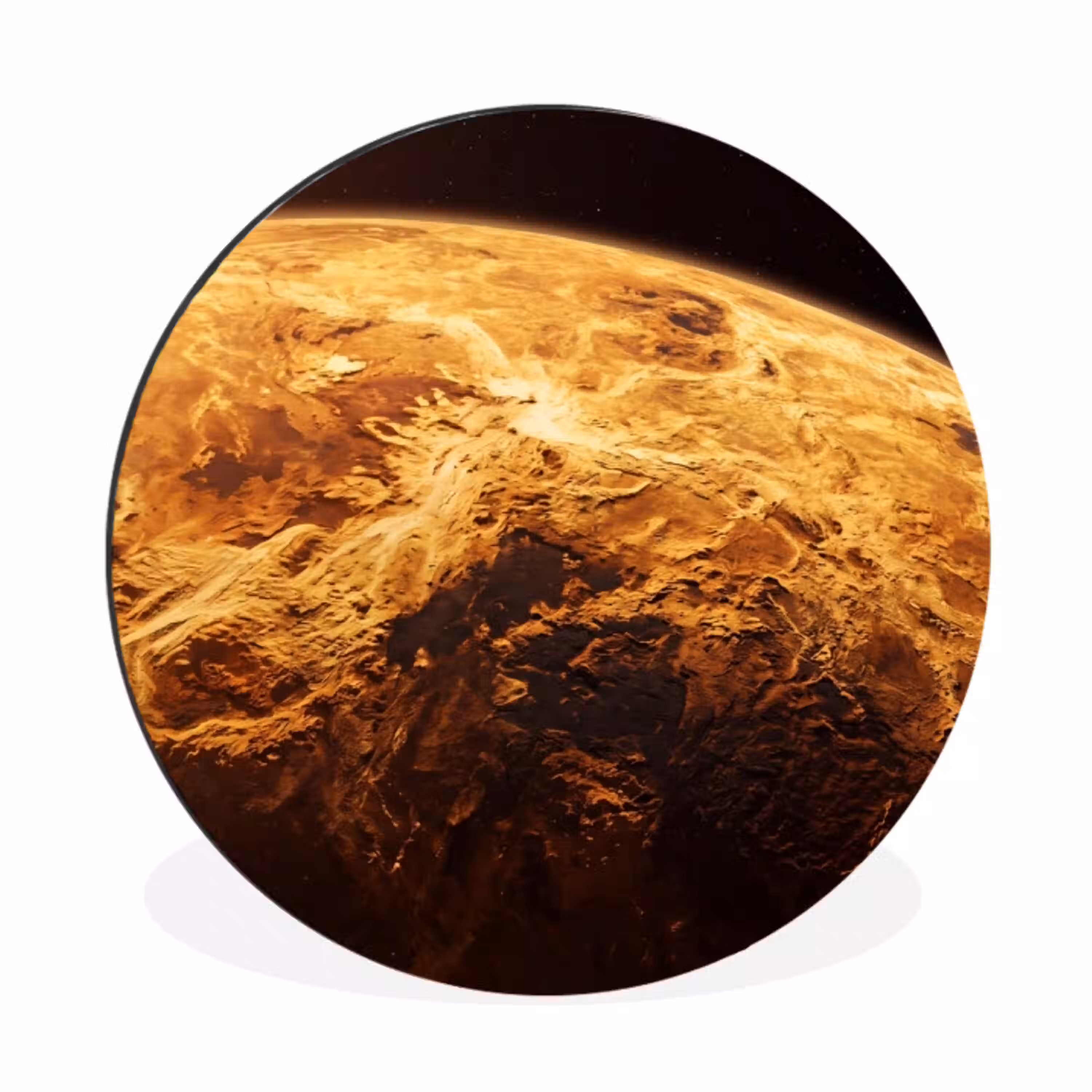 Planeet - Ruimte - Oranje Wandcirkel aluminium klein -3d