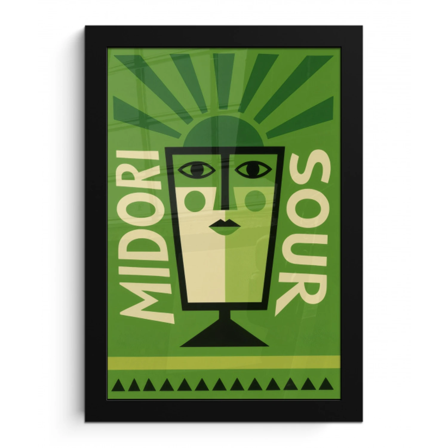 Grafisch - Art - Cocktail - Groen fotolijst zwart zonder passe partout klein -3d