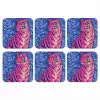Tijger - Roze - Bladeren - Jungle onderzetter kurk middel -3d