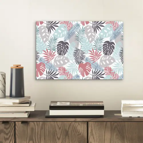 Bladeren - Tropical - Pastel - Jungle aluminium wit klein -sfeer1