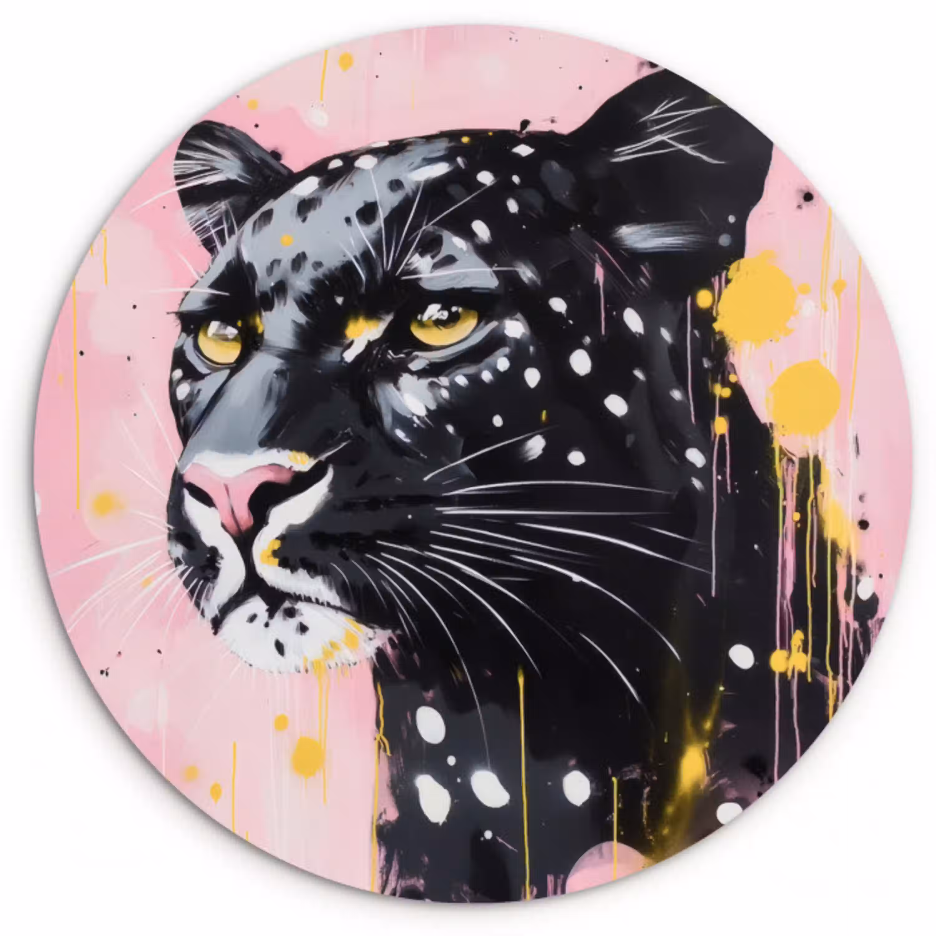 Zwart - Panter - Roze - Abstract Wandcirkel plexiglas klein -3d