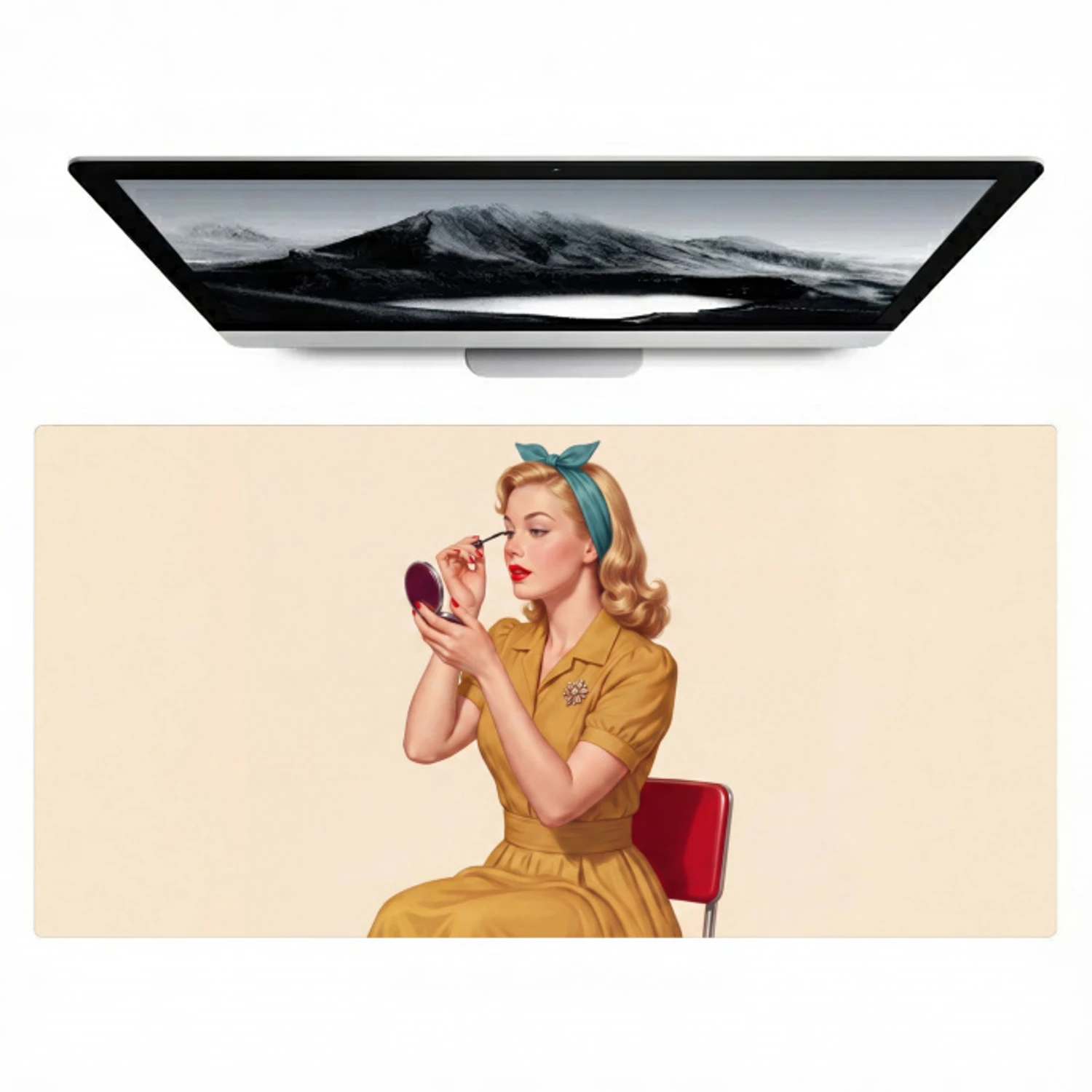 Illustratie - Mascara - Vrouw - Geel Muismat XXL klein -zzz3d