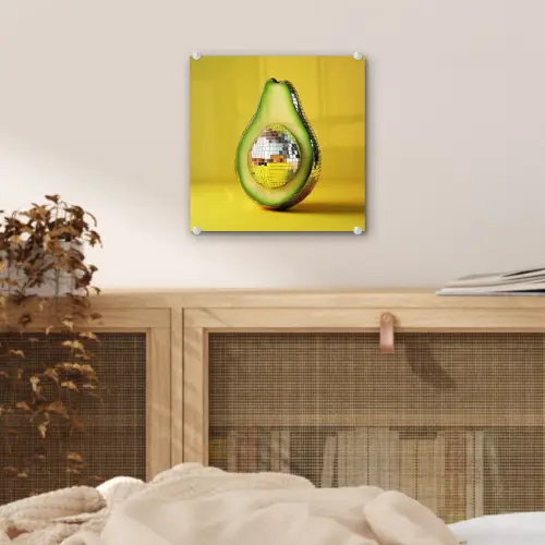 Avocado - Discobal - Geel - Glitter plexiglas 5mm klein -sfeer4