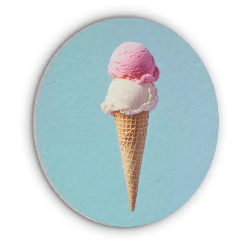Bolletjes - Schepijs - Hoorntje - Blauw Akoestische PET Vilt - Rond klein -3d