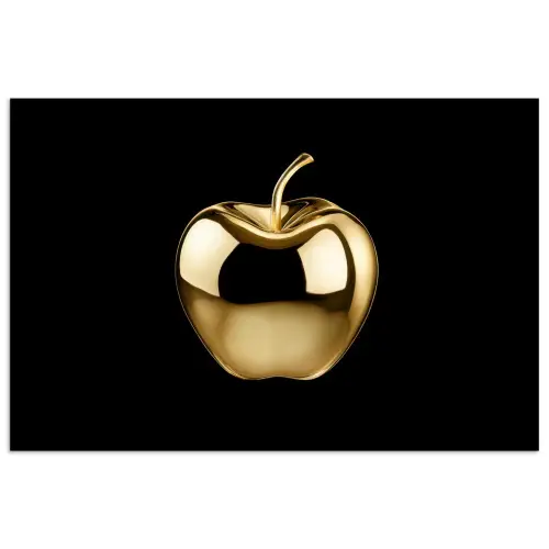 Appel - Goud - Chrome - Zwart poster papier klein -3d