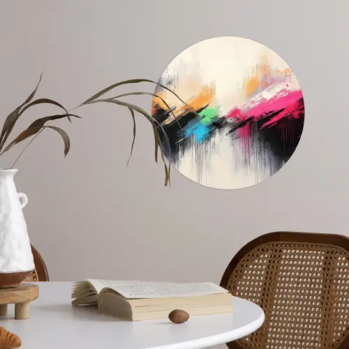 Dynamisch - Abstract - Kleurrijk - Zwart Wandcirkel behangsticker klein -sfeer3