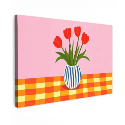 Tulpen - Roze - Vaas canvas 2cm klein -z3d