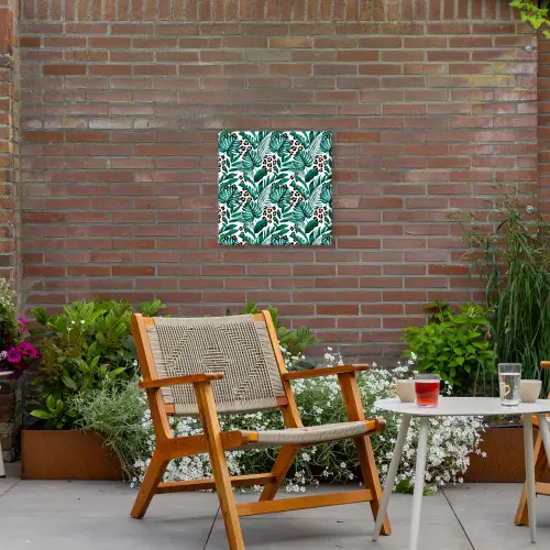 Inductie beschermer - Panterprint - Bladeren - Jungle - Afdekplaat voor kookplaat Tuinposter op houten frame 2 cm dik klein -sfeer3