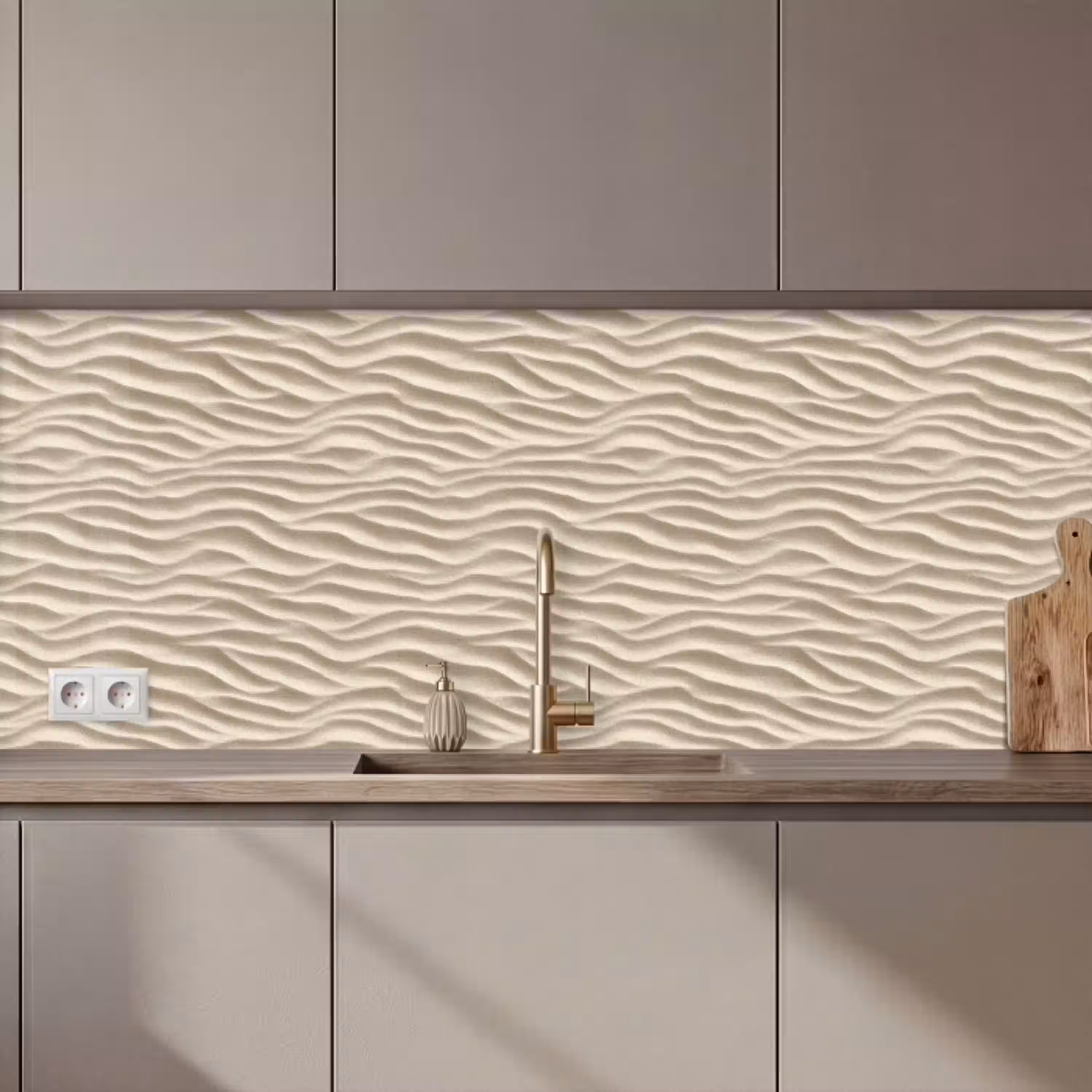 Zand - Golven - Beige keuken achterwand 2 middel 871 zz_3dshopping