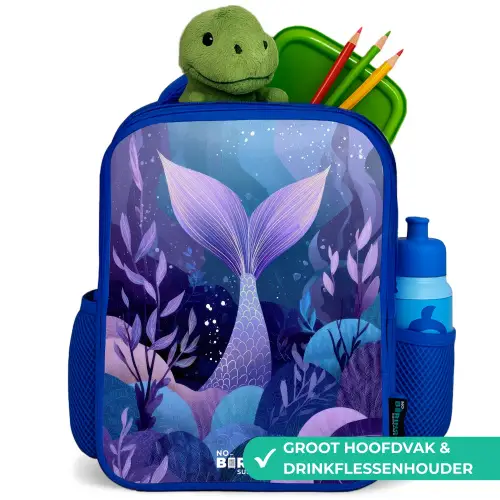 Zeemeermin - Onderwater - Paars - Blauw Kinderrugzak - Blauw middel -inhoud_NL