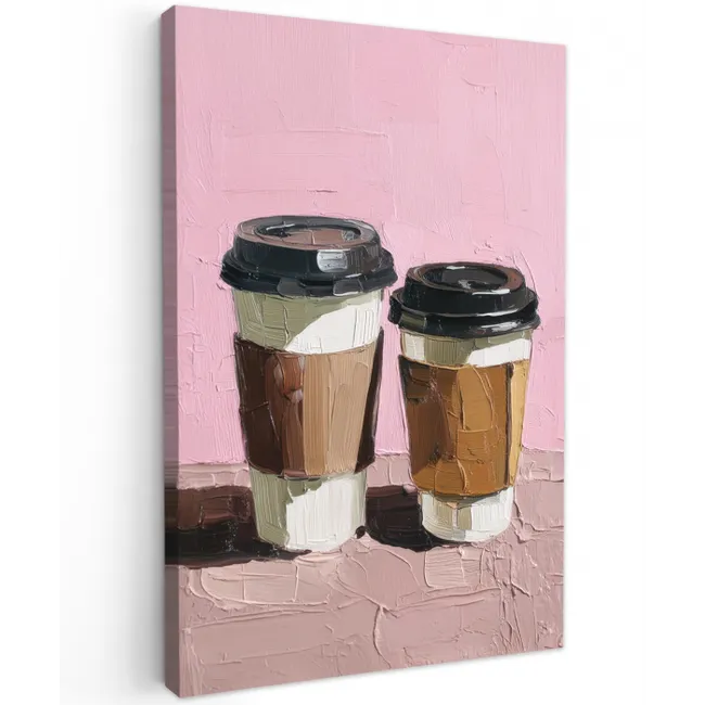 Koffiebekers - Deksel - Verf - Textuur canvas 2cm klein -z3d