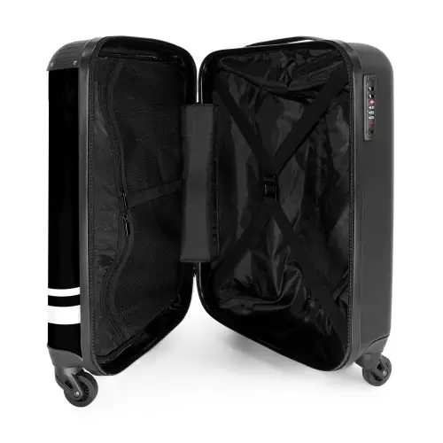 Zwarte achtergrond met wit kruispatroon linksonder NBS - Handbagage koffer - Kinderen Unisex middel -binnenkant