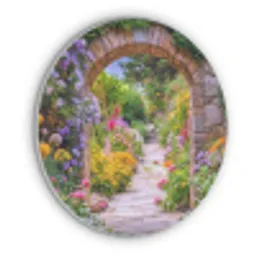 Doorkijk - Bloemen - Pad - Natuur Akoestische PET Vilt - Rond klein -3d
