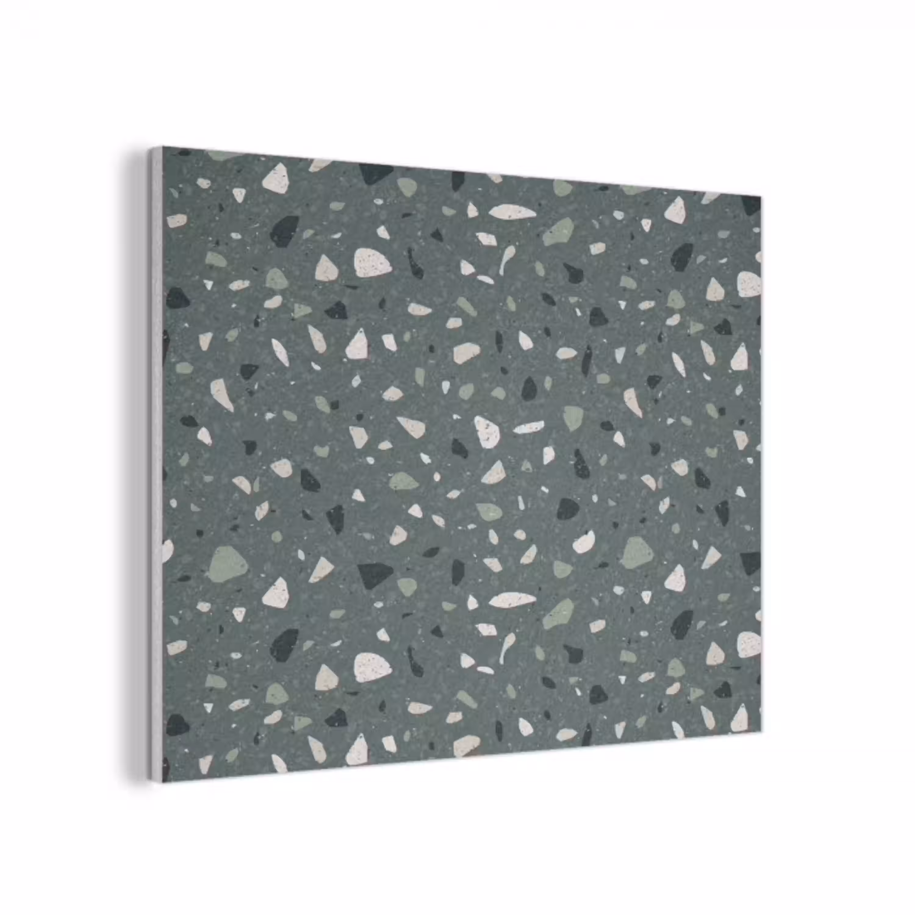 Terrazzo -  Patroon - Kleurrijk - Groen PET vilt klein 837 -3d