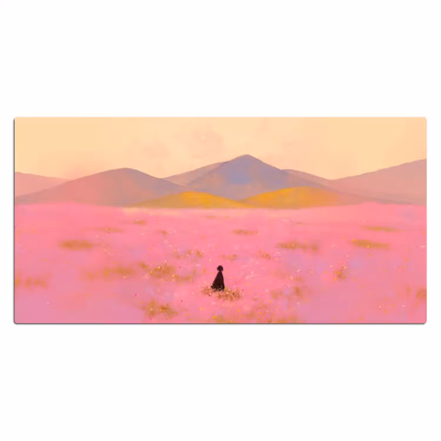 Bureau onderlegger - Bloemenweide - Heuvels - Silhouet - Roze