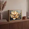 Bloemen - Goud - Kunst - Zwart - Modern Light Box met batterij (Wandlamp) middel -sfeer2