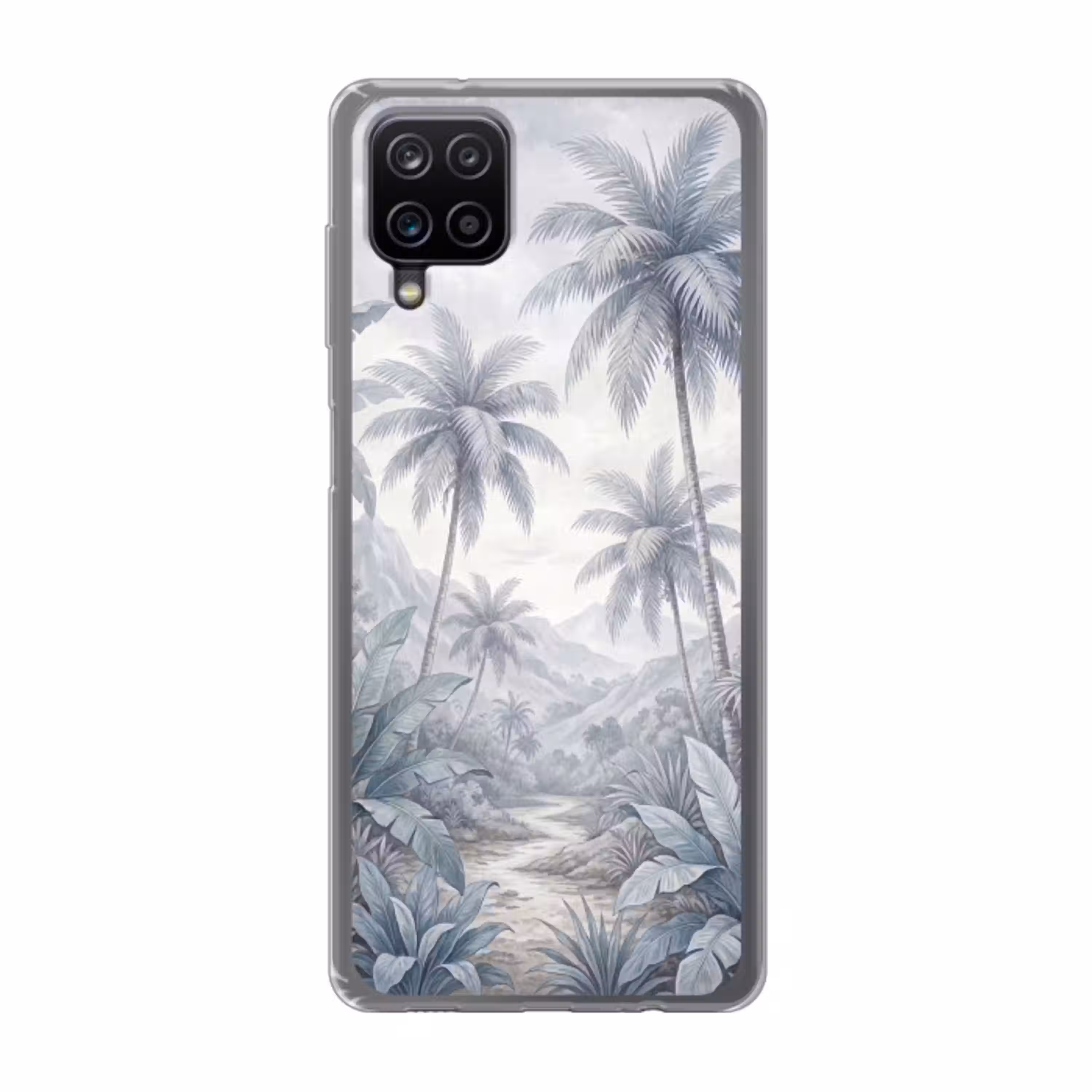 Natuur - Boom - Tropisch - Landschap - Blauw Telefoonhoesje Samsung Galaxy A12 klein -3d